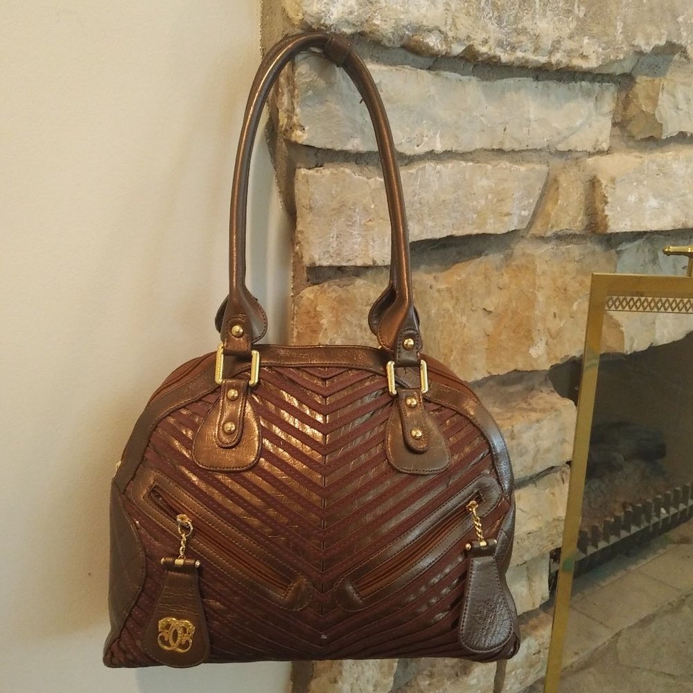Sharif Bronze Leather and Suede Handbag
